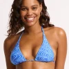 Seafolly Seychelles Longline Slide Tri Bikini Top - Azure Blue Discount