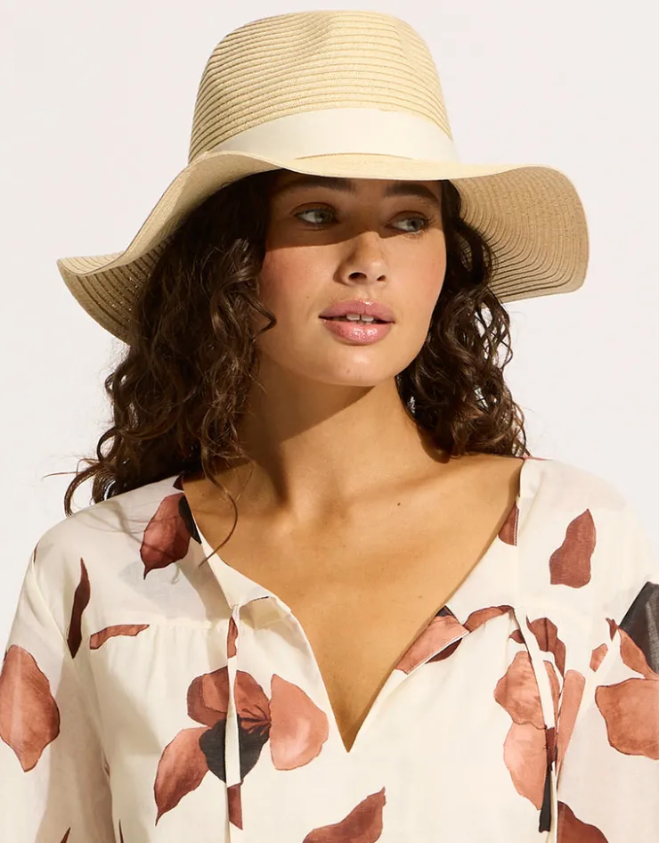 Seafolly Shady Lady Collapsible Fedora - Natural Discount
