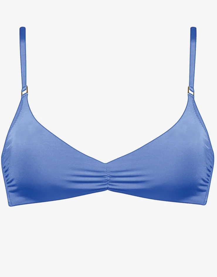 Watercult Shimmering Solids Gathered Crop Bikini Top - Spring Water Discount
