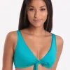 Seafolly Shine On Tie Front Crop Bikini Top - Eden New