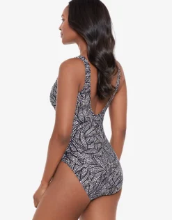 Miraclesuit Shore Leave Zipt Swimsuit - Black and White Online