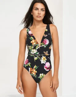 Maryan Mehlhorn Siciliana Plunge Swimsuit - Black-Brights New
