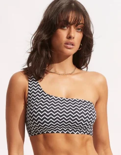 Seafolly Sienna One Shoulder Bikini Top - True Navy New