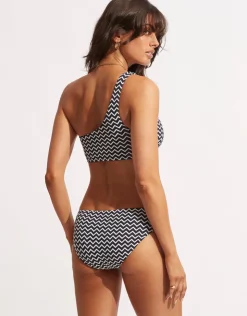 Seafolly Sienna One Shoulder Bikini Top - True Navy New