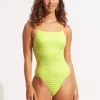 Seafolly Sienna Scoop Neck Swimsuit - Celery Fashion