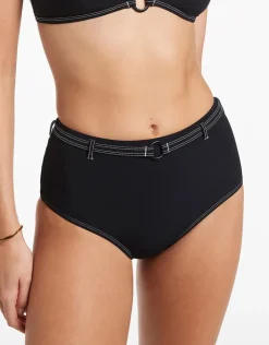 Jets Signature High Waist Bikini Pant - Black Clearance