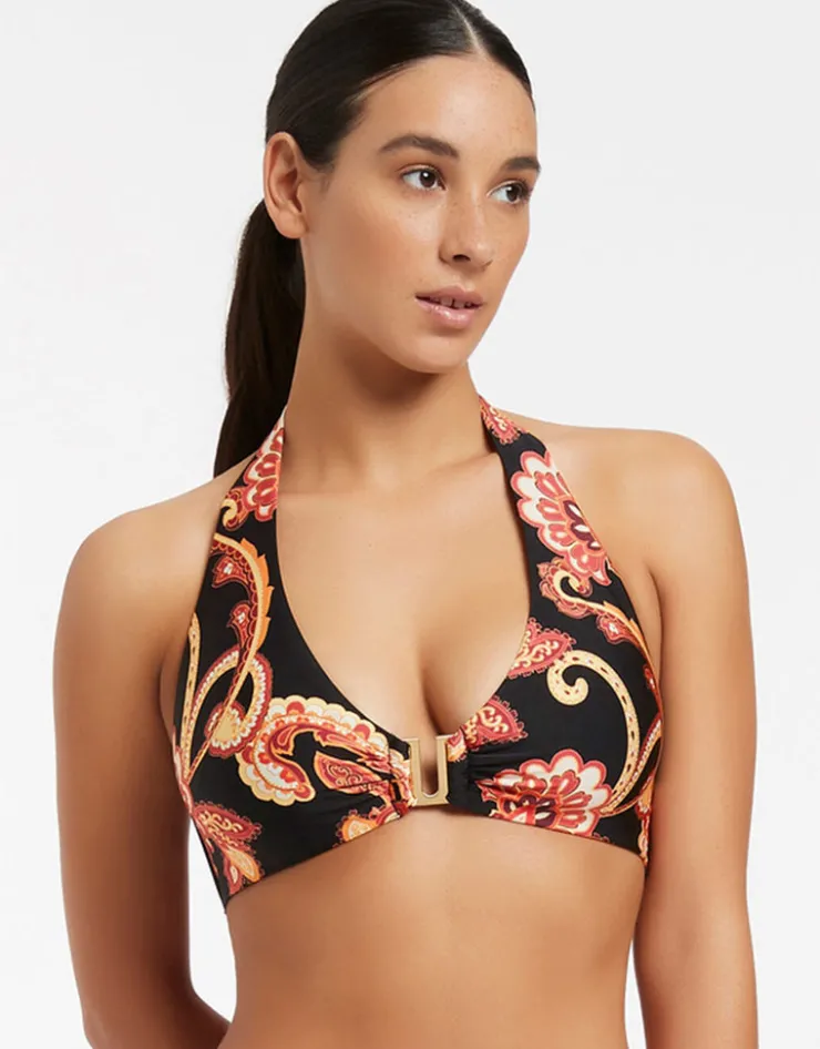 Jets Silk Road D/DD Halter Bikini Top - Black Hot