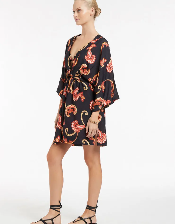 Jets Silk Road Wide Sleeve Kaftan - Black Fashion