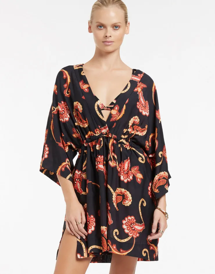 Jets Silk Road Wide Sleeve Kaftan - Black Fashion