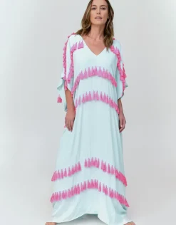 Pitusa Silky Tassel Kaftan - Sky Blue New