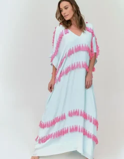 Pitusa Silky Tassel Kaftan - Sky Blue New