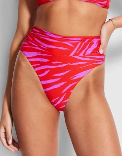 Seafolly Skin Deep Roll Top Rio Bikini Pant - Mandarin Red Hot