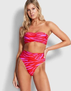 Seafolly Skin Deep Roll Top Rio Bikini Pant - Mandarin Red Hot