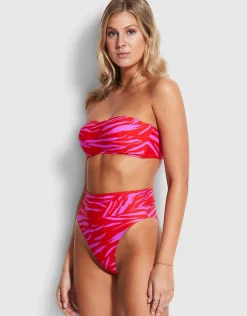 Seafolly Skin Deep Roll Top Rio Bikini Pant - Mandarin Red Hot