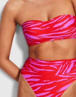 Seafolly Skin Deep Roll Top Rio Bikini Pant - Mandarin Red Hot