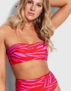Seafolly Skin Deep Roll Top Rio Bikini Pant - Mandarin Red Hot