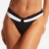 Seafolly Slice of Splice Banded Bikini Pant - Black and White Hot