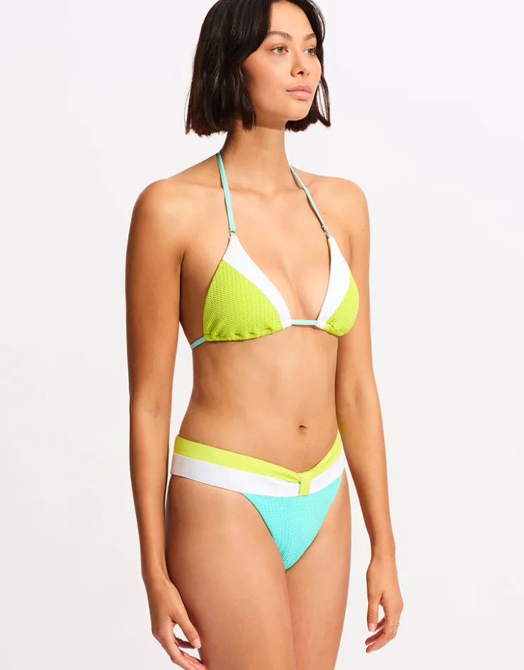 Seafolly Slice of Splice Banded Bikini Pant - Lime Burst New