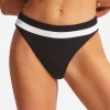 Seafolly Slice of Splice High Rise Bikini Pant - Black and White Best