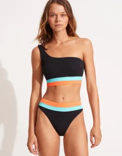 Seafolly Slice of Splice High Rise Bikini Pant - Black Best