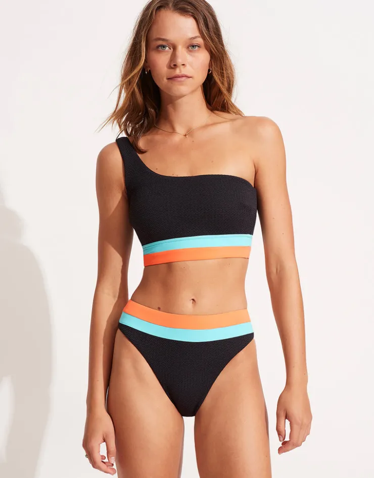 Seafolly Slice of Splice High Rise Bikini Pant - Black Best