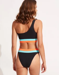 Seafolly Slice of Splice High Rise Bikini Pant - Black Best
