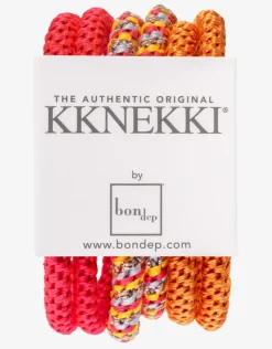 Kknekki Slim Hair Tie Bundle - Orange and Pink Hot