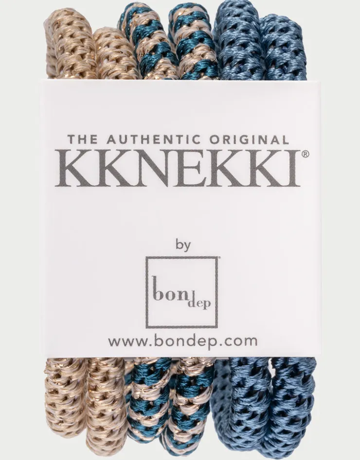 Kknekki Slim Hair Tie Bundle - Teal and Gold New