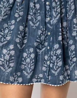 Juliet Dunn Small Flower Block Print Blouson Dress - Midnight Outlet