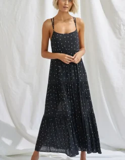 Watercult Soul Spots Strappy Maxi Dress - Black Online
