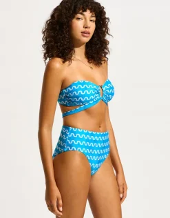 Seafolly Soundwave High Waist Bikini Pant - Turquoise New