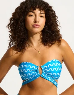 Seafolly Soundwave U Wire Bandeau Bikini Top - Turquoise Discount