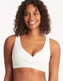 Sea Level Spinnaker Cross Front Multi-Fit Bikini Top - White Online