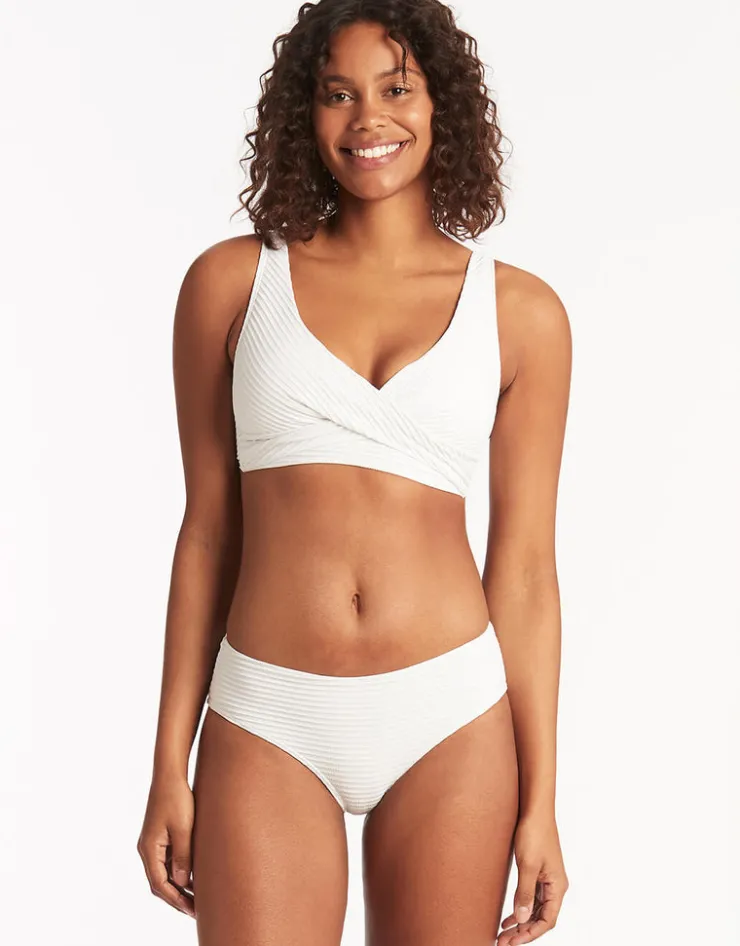 Sea Level Spinnaker Cross Front Multi-Fit Bikini Top - White Online