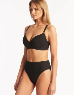 Sea Level Spinnaker Moulded Underwired Bikini Top - Black New