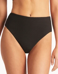 Sea Level Spinnaker Retro High Waist Bikini Pant - Black Clearance
