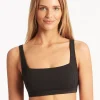 Sea Level Spinnaker Square Neck Bikini Top - Black New