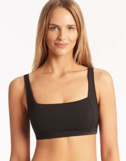 Sea Level Spinnaker Square Neck Bikini Top - Black New