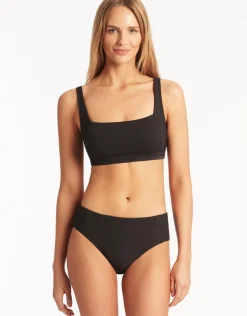 Sea Level Spinnaker Square Neck Bikini Top - Black New