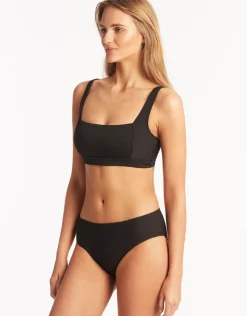 Sea Level Spinnaker Square Neck Bikini Top - Black New