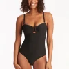 Sea Level Spinnaker U Bar Bandeau Swimsuit - Black Hot