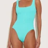 Hunza G Square Neck Swimsuit - Aqua Sale