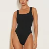 Hunza G Square Neck Swimsuit - Black Clearance