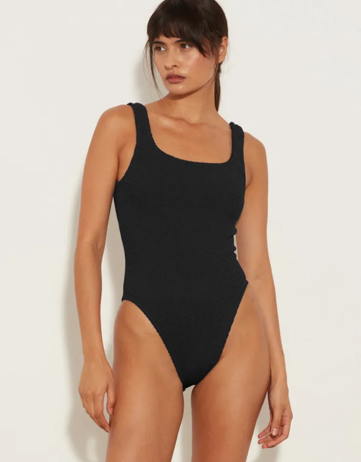 Hunza G Square Neck Swimsuit - Black Clearance