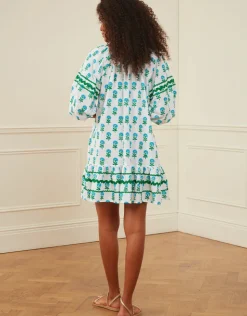 Pink City Prints Stella Dress - Aqua Marigold Clearance