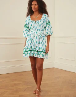 Pink City Prints Stella Dress - Aqua Marigold Clearance