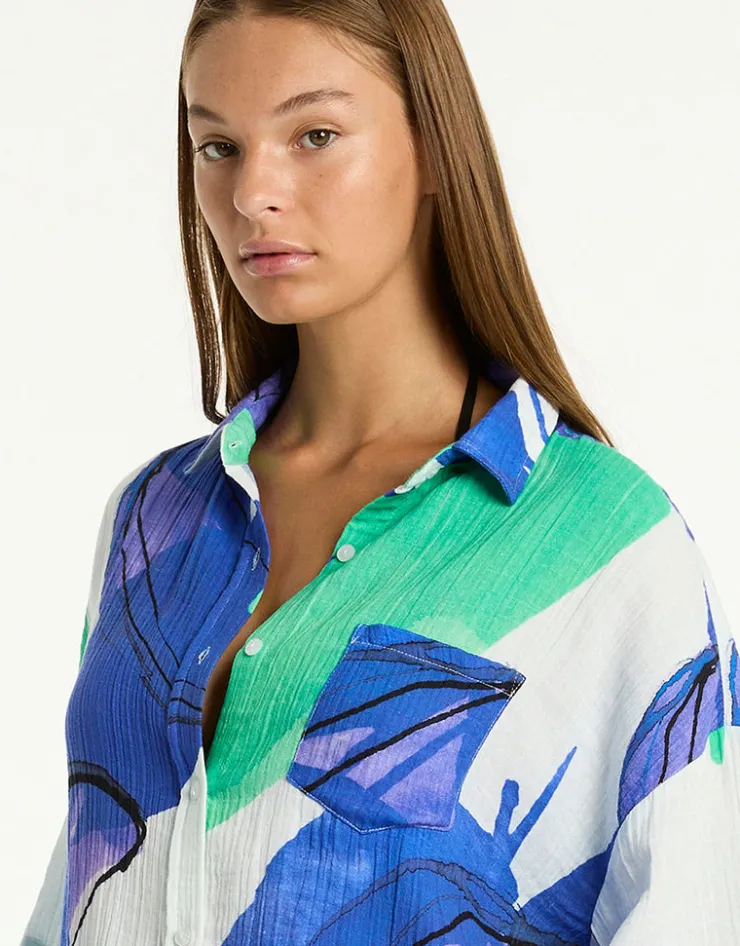 Sea Level Sublime Aloha Beach Shirt - Cobalt Online