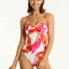 Sea Level Sublime Twist Bandeau Swimsuit - Flame Best