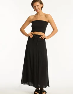 Sea Level Sunset Beach Skirt - Black Discount