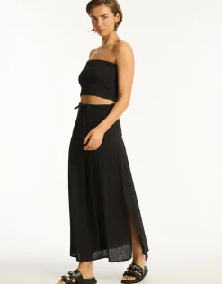 Sea Level Sunset Beach Skirt - Black Discount